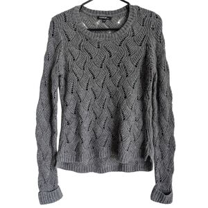 George‎ Women's Size Small Gray Open Knit Long Sleeve Sweater